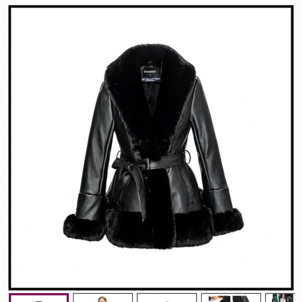 Bronx PU Faux Fur Flare Coat - Medium / Black